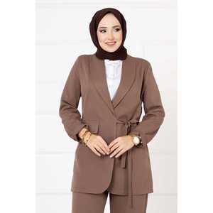 Costume de veste à nouer sur le côté avec décoration boutonnée - Product Image 2