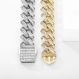 <b>Bracelet</b> 16mmT square spring buckle diamond <b>Cuban</b> chain for <b>men</b> Hip Hop <b>Cuban</b> <b>link</b> chain - Product Image 2