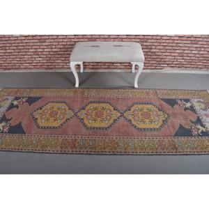 0.3x9.6 ft Turkish Vintage Rug, <b>Runner</b> Rug, <b>Red</b> Persian Rug - Product Image 3