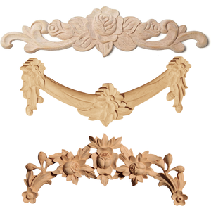 Adornos de roseta de flores de madera duraderos para gabinetes de cocina y detalles de puertas de muebles apliques de roseta de madera - Product Image 3