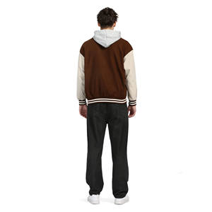 Chaquetas de béisbol de lana con estilo más vendidas para hombres Varsity Winter Wear con capucha extraíble y cuello alto - Product Image 5