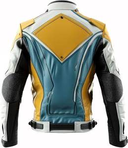 Chaqueta de motorista de piel de oveja auténtica para hombre de alta calidad naranja gris con capucha con cremallera capucha deportiva para montar en invierno bordado de piel de lona - Product Image 4