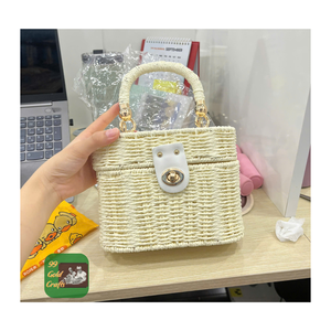 BOLSO DE PLAYA TEJIDO A LA MODA VENTA CALIENTE BOLSO DE PAJA PARA MUJER MATERIAL DE HIERBA NATURAL REGALO DE VERANO PRECIO BARATO - Product Image 4