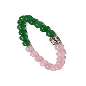 สร้อยข้อมือคริสตัล หินอะเวนเจอรีนสีเขียวและโรสควอตซ์ พร้อมจี้พระพุทธรูป ลูกปัดกลม 8 มม. อัญมณ์หิน แฟชั่น ของขวัญสำหรับผู้ชายและผู้หญิง พลังงานบำบัด - Product Image 5