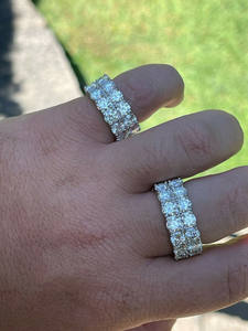 Moissante Chapado en plata 925 para mujer, banda de eternidad de doble fila, anillo de boda de acero inoxidable, joyería de diamante cortado, fiesta de compromiso - Product Image 4