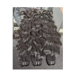 Extensions de cheveux humains indiens bruts non traités cuticules alignées style vague naturelle cheveux vierges type de trame plate - Product Image 2