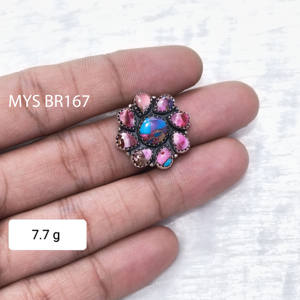 แหวนเทอร์ควอยซ์พรีเมียมประดับด้วยพลอยธรรมชาติและเครื่องประดับเงินแท้ 925 - Product Image 1