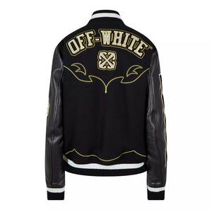 Chaqueta universitaria recortada personalizada para mujer, chaqueta con letras de escuela secundaria estilo béisbol, fabricación de chaqueta Bomber corta para mujer OEM ODM - Product Image 4