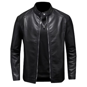 Autumn Leather <b>Jacket</b> <b>Men</b> Stand Collar Slim Pu Leather <b>Jacket</b> Fashion Motorcycle Causal Coat <b>Mens</b> Moto <b>Biker</b> Leather Coat - Product Image 2