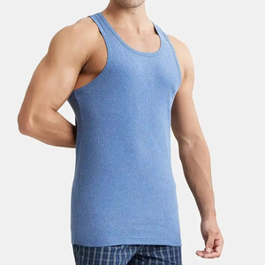 Débardeur côtelé personnalisé en gros pour homme, 100 % coton blanc, impression de logo personnalisée, polyester/coton - Product Image 4
