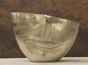 Florero Decorativo de Latón Pulido y Aluminio, Forma Cilíndrica Elegante, Hecho a Mano, Estilo Costero para Sala de Estar Moderna, Pasillo, Boda - Product Image 3