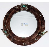 12 Inch Copper Electroplated Glass Art Deco Aluminum Frame Mirror Porthole Christmas Nautical Coastal Cabin Wall Art Decor Gift