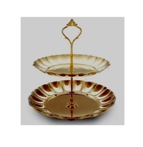 Support à gâteau en aluminium de haute qualité au design unique Outils de gâteau décoratifs plaqués or à 2 niveaux Support à gâteau de meilleure qualité - Product Image 1