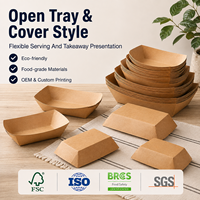 Barquette jetable en papier kraft à bords pliés, idéale pour la présentation de frites, avec support pour commandes en gros