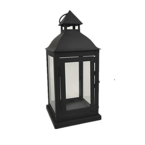 Bougeoir lanterne en métal et verre avec lanterne en fer fini noir avec poignée pour décoration de mariage à la maison et au bureau - Product Image 5