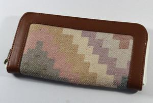 Pochette cousue à la main en coton tissé à la main Dhurry/Kelim imprimé plusieurs poches fermeture à glissière 11x21cm sac multicolore - Product Image 2