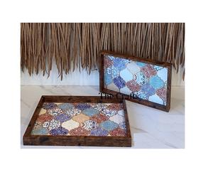 Wooden Dessert Serving Tray Set Of 2 Different Sizes Tableware <b>Chocolate</b> Serving Tray For Party And <b>Wedding</b> Use - Product Image 1