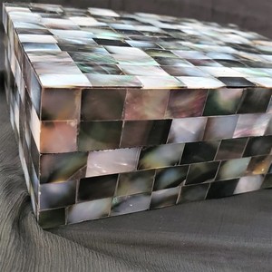 Luxueux noir nacre bibelot boîte élégant velours bijoux stockage organisateur 6x4 bois anneau boîte - Product Image 6