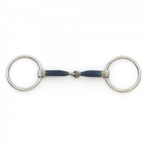 Bocado de Acero Inoxidable de Alta Calidad, Color Azul, Plata Alemana, Peso Medio, Articulado, con Anillo Suelto |   Equitación Duradera - Product Image 2