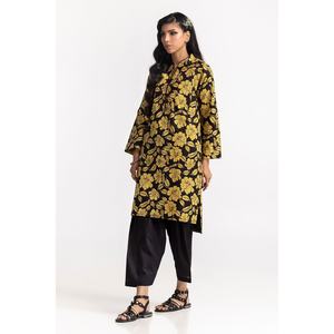 Chemisier décontracté en coton noir pour femme, imprimé en blocs, avec boutons décoratifs, idéal pour l'été - Product Image 2