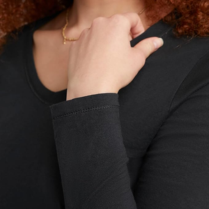 Camiseta Vintage de manga larga para mujer, Camiseta de cuello redondo de algodón, Camiseta de algodón para mujer, cuello redondo de manga larga clásico para mujer - Product Image 4