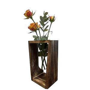 Jarrón de madera y vidrio hecho a mano con diseño rústico, ideal para flores frescas, decoración moderna para mesa de hogar, centro de mesa minimalista para interiores. - Product Image 5