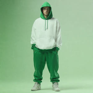 Conjunto Deportivo de Forro Polar para Invierno de 500 GSM, Sudadera con Capucha y Pantalones Jogger para Hombre, Estilo Urbano, Holgado, para Exteriores - Product Image 1