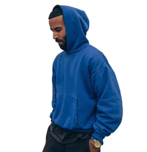 Sweat à capuche oversize pour homme, mode hiver, streetwear hip-hop avec logo brodé, polaire française - Product Image 1