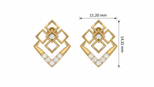 Boucles d'oreilles modernes à clous carrés entrelacés en forme de diamant pour femmes |   Boucles d'oreilles à porter au quotidien - Product Image 2