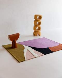 พรมขนสัตว์แบบเป็นกระจุกมือสำหรับใช้ในห้องนั่งเล่นพรมผ้าทอจากอินเดียผ้านุ่มออกแบบสไตล์วินเทจไม่เหมือนใคร - Product Image 1