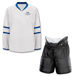 Wholesale Custom Ice Hockey Uniforms Sublimated <b>Polyester</b> 220-260gsm Team Wear Jersey Hockey <b>Socks</b> Pants RACCOON SPORTS Cheap - Product Image 3