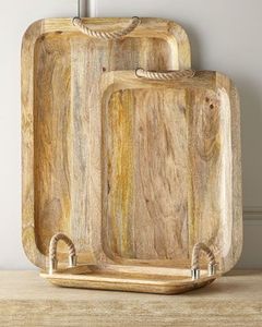 <b>Decorative</b> Mango Wood Tray Square Tray for Serving Storage and Display wholesale price wooden trays for sale - Product Image 3