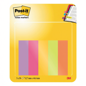 670 Sticky <b>Bookmarks</b> 5 Pads of 50 Sheets Each Assorted Post-It Notes 1.27x4.44cm - Product Image 2