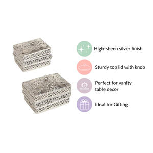 Wedding <b>Decorative</b> Metal Silver Plated Frame Round Dry Fruit Candy <b>Box</b> with Lid Dried Fruit Snack Serving <b>Storage</b> - Product Image 6