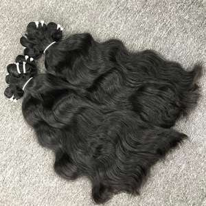 Extensiones de cabello Remy vietnamita de onda Natural 100% de alta calidad, máquina de cabello de doble trama que teje en Color 1B crudo sin procesar - Product Image 3