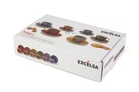 Ensemble de tasses à expresso en porcelaine durable, 6 pièces, avec soucoupes, 10 cl (3,4 fl oz), design ethnique moderne multicolore, Puebla Excelsa
