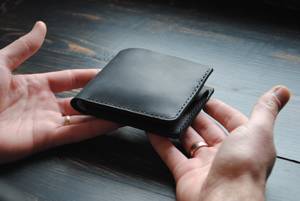 กระเป๋าสตางค์พับสองทบหนังแท้คลาสสิกแบบบางสำหรับผู้ชายพับได้เปิดได้ป้องกันการ BFW-0100แฮนด์เมดมีสไตล์ - Product Image 4