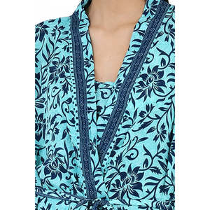 Vestido Largo de Seda Azul con Estampado Floral para Mujer, Talla Única, Kimono, Conjunto de Camisola, Traje de Baño, Ropa de Playa - Product Image 5