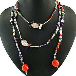 Women's Multi-Gemstone Beaded <b>Necklace</b> Gold Bohemian Trendy Religious Cute Number Pattern Perfect Gift for <b>Statement</b> Jewelry - Product Image 1