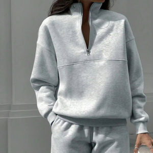 Chándales con cremallera de algodón 100% de alta calidad, chándal con cremallera de gran tamaño, conjunto de 2 piezas, diseño elegante transpirable impreso - Product Image 1