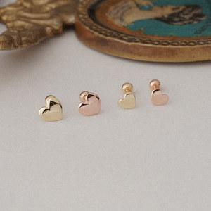 Orecchini Piercing da donna in oro 14k Fine alla moda con cuore rotondo 2 taglie Piercing gioielli di base ogni giorno all'ingrosso da K-Jewelry - Product Image 5