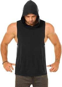 Camisetas sin mangas con capucha de entrenamiento de algodón liso de alta calidad con estampado personalizado camiseta sin mangas con corte muscular para culturismo sudaderas con capucha de gimnasio para hombres - Product Image 6