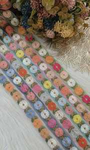 custom made machine embroidered laces in floral designs and multi coloured for garments and dresses in 1.25 inch width - Product Image 3