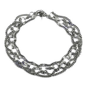 Chaîne de cheville vintage multicouche avec pierre naturelle, bijoux unisexe tendance en acier inoxydable plaqué argent antique - Product Image 1