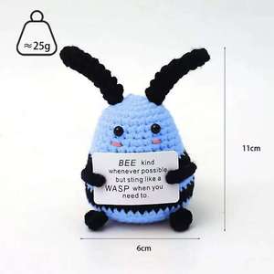 Wholesale Handmade Woven Soft Animal Cartoon <b>Bee</b> Plush Art Craft Custom Textile Honeybee Emotional Support Decorative - Product Image 6