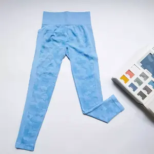 Leggings elásticos de punto personalizados para mujer, pantalones de yoga ajustados, ropa deportiva para gimnasio, correr, fitness, venta al por mayor - Product Image 6