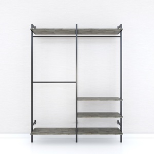 Perchero de Madera de Caucho que Ahorra Espacio con Estructura de Hierro para Armario y Tienda de Ropa - Product Image 4
