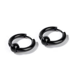 Boucles d'oreilles créoles Jeulia en acier inoxydable plaqué or pour hommes avec accents de zircon, de perles et de diamants - Product Image 2