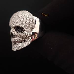 แหวนหัวกะโหลกเงินสเตอร์ลิง925ประกายพร้อมด้วยเพชรที่ปลูกในห้องแล็บเครื่องประดับสไตล์โกธิคฮิปฮอปแบบกอธิคของขวัญที่ไม่ซ้ำกัน - Product Image 2