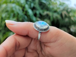 Bague en argent sterling pierre de lune de qualité supérieure pour femmes bijoux faits à la main pierres précieuses Art déco bague déclaration bagues de fiançailles - Product Image 6